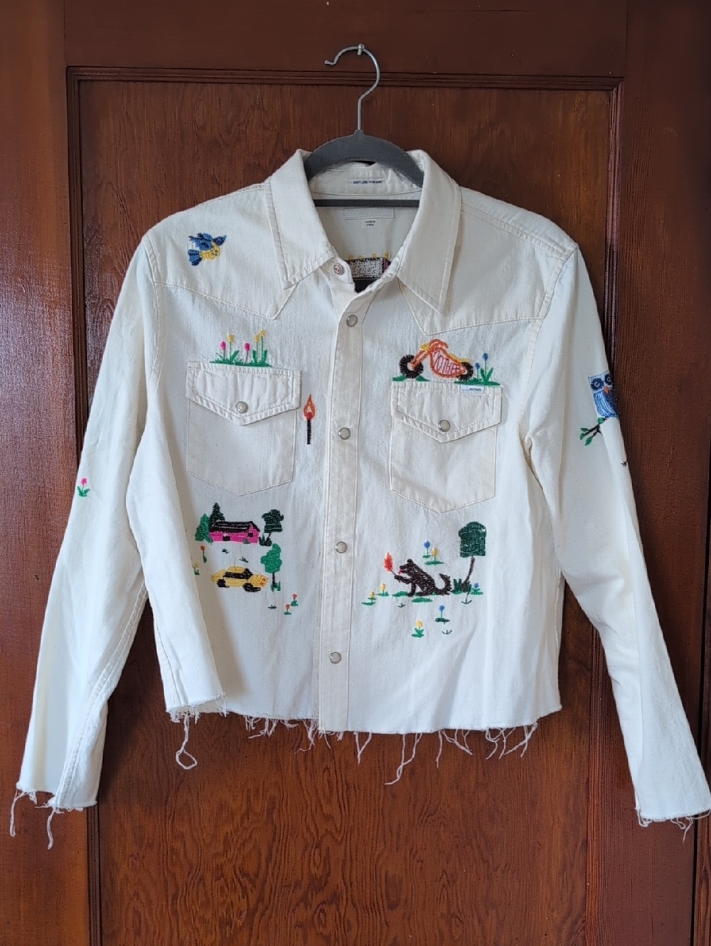 MOTHER The Super Ex's Crop Fray Buttondown Shirt